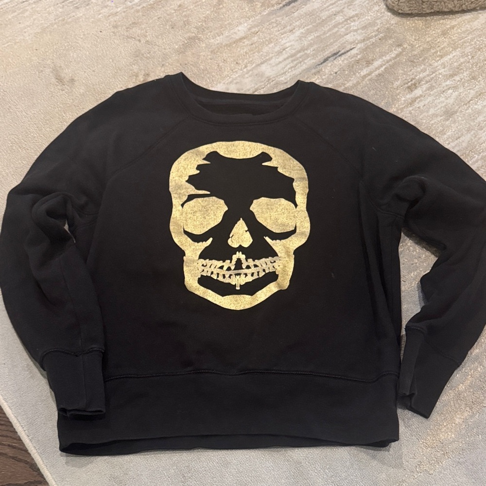 Zadig & Voltaire Black Crewneck Sweater with Gold Skull